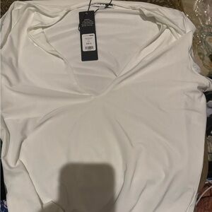 Thong bottom fashion nova bodysuit size Xl White New With Tags